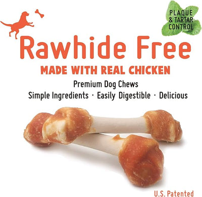LuvChew Premium Dog Bones, Made with Real Chicken & Wholesome Vegetables, Rawhide Alternative, Medium 5pcs/Pack x 2packs