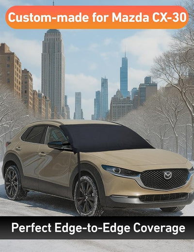 EcoNour Car Snow Cover Compatible for Mazda CX-30 | Windshield Cover for Ice and Snow with S-Hook Straps | Heavy-Duty 600D Oxford Winter Car Cover, Waterproof & Anti-Slip