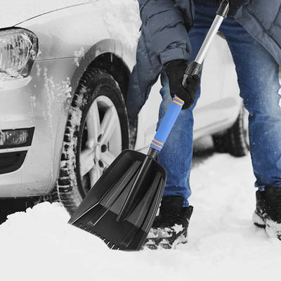 Winter Car Snow Shovel, Retractable Snow Pusher, Lightweight Retractable Detachable Defrosting Cleaning Tool, Portable Snow Shovel for Car, Trucks, SUV (Blue)
