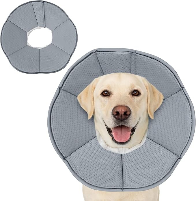 MAXFUT Dog Cone Collar,Soft Cone for Dogs to Stop Licking After Surgery,Non Inflatable Dog Donut Cone (Grey, XXXL)