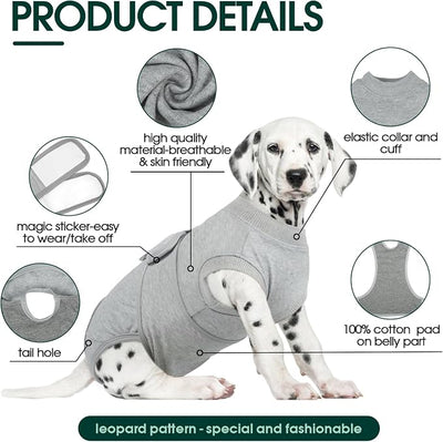 Kuoser Dog Recovery Suit for Male Dogs, Post-Surgery Bodysuit for Spay Neuter, Dog Onesie After Surgery, Anti-Licking Pet Surgical Recovery Suit, Gray XXL