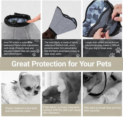 Dog Cone Collar for Dogs After Surgery Extra Long, Adjustable Comfy Dog Elizabethan Pet Collar Cone for Large Dogs Anti-Lick Protective Wound (Camouflage, M)