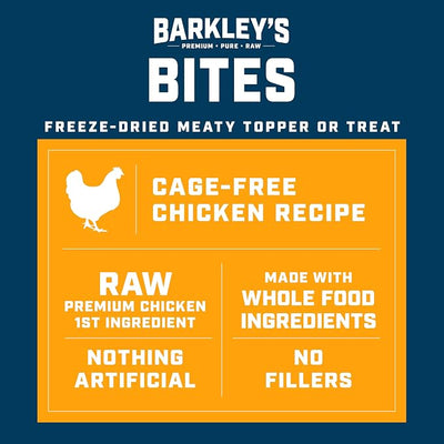 Barkley’s Bag Chicken Bites, Freeze Dried Dog Treats & Food Topper, Made with Chicken and Brown Rice, Small Bite-Sized Pieces for Training Rewards, for All Dog Breeds, Ages & Sizes, 4 Oz Bag (6 Pack)