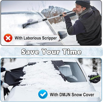 DooGooCoo [Upgraded] 7-Layer Car Windshield Snow Cover, [Efficient Winter Protection] Against Snow, Ice, Frost and Water, [Military-Grade Durable] Universal Fit for Cars, SUVs, and Trucks-Medium