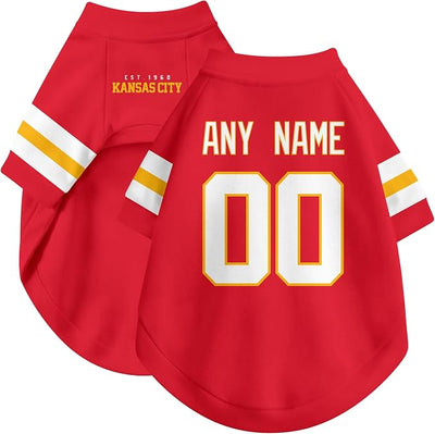 Kansas Dog Clothes Jersey Style Personalized Pet T Shirt with Custom Name Number for Small Medium Large Dogs