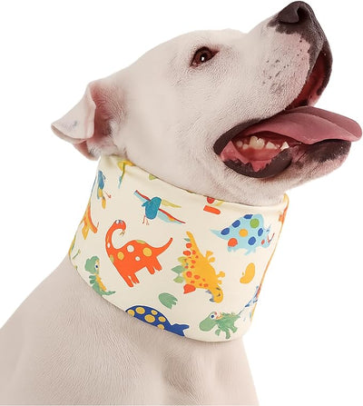 LovinPet Dog Recovery Collar, Adjustable Soft Cone for Medium & Large Dogs, Post-Surgery Comfort & Lick Prevention, Jurassic Dinosaur Print,Yellow