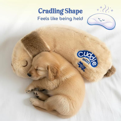 Race&Herd CuddleBun Heartbeat Puppy Toy Sleep Aid - Heartbeat Dog Toy, Dog Heartbeat Toy for Puppy Must Haves for Separation Pet Anxiety Relief Puppy Calming Aid, Dog Toys Behavioral Training (Beige)