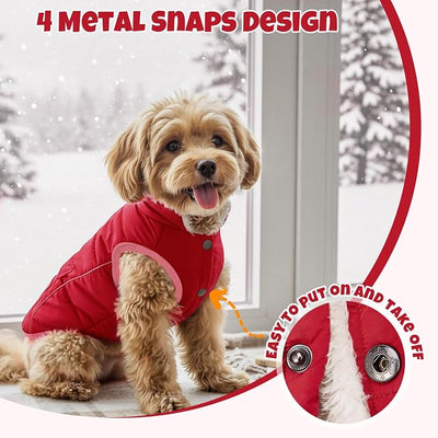 SlowTon Dog Coat - Warm Dog Winter Coat Waterproof, Reflective Winter Jacket with Pocket, Puppy Fleece Vest Pet Apparel Cold Weather Clothes for Small Medium Large Dogs Boy Girl (Red, S)