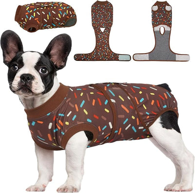 Kuoser Dog Recovery Suit for Post-Surgery Care, Spay Neuter Bodysuit for Female & Male Dogs, Anti-Licking Surgical Onesie, Snug Fit for Abdominal Wound Protection & Skin Healing, Brown XS
