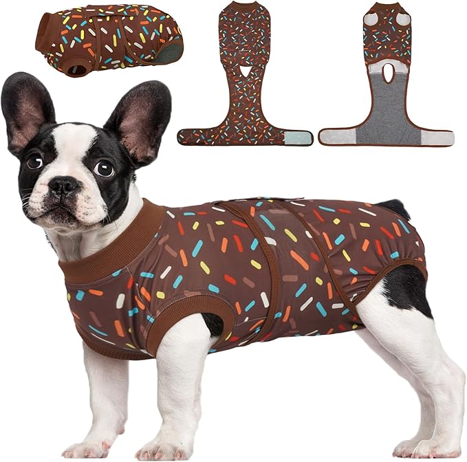 Dog Recovery Suit for Post-Surgery Care, Spay Neuter Bodysuit for Female & Male Dogs, Anti-Licking Surgical Onesie, Snug Fit for Abdominal Wound Protection & Skin Healing, Brown M