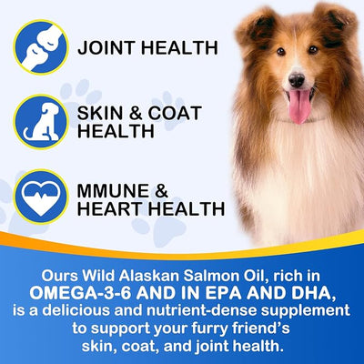 Omega-3 Fish Oil for Dogs, Omega 3 Fish Oil with EPA & DHA Supports Dogs Seasonal Allergies Relief, Boosts Immune Function, Itch Skin Relief & Promote Coat Health, Pet Supplements - 120 Soft Gels