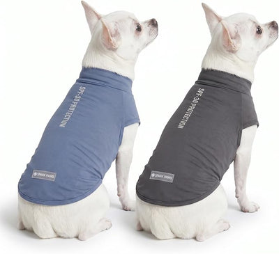 Spark Paws Sunblock Dog T-Shirt, SPF30 Protection, Lightweight Breathable Quick Dry for Dogs with Sensitive Skin - Navy Blue & Dark Grey (Set of 2) - Size S
