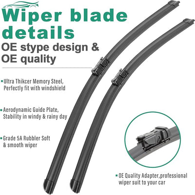 24" 21" Windshield Wiper Blades Replacement for Buick Enclave Chevy Malibu GMC Acadia Saturn Aura Outlook VW Tiguan Land Rover Range Rover Evoque Original Factory Quality Front Wipers Set (Pack of 2)