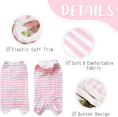 Dog's Recovery Suit Post Surgery Shirt for Puppy, Small Dog Surgical Recovery Suit for Female Male Dogs, Dog Onesie Protect Surgical Wound(Pink White Stripe-m)