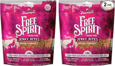 Triumph Free Spirit Grain Free Salmon and Vegetable Recipe Jerky Bites Soft Dog Treats, 20 Ounce (Pack of 2)