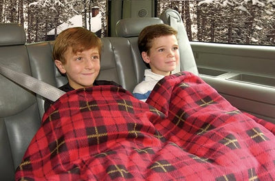 Trillium Worldwide TWI-2001 Heated Fleece Travel Electric Blanket - 12 Volt - Red Plaid (Pack of 2)