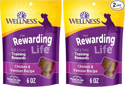 Wellness Rewarding Life Dog Treats, Training Treat, Grain Free, Soft Chicken & Venison (6 Ounce Bag) (Pack of 2)