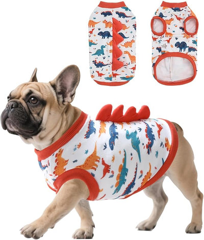 CuteBone Dinosaur Costume Dog Shirt, Stretchy Velvet T-Shirt Clothes for Small Dogs, Soft & Breathable Pet Tee Outfit Cat Apparel for Daily Wear, Cozy Pullover Design Puppy Fashion COSBX02L
