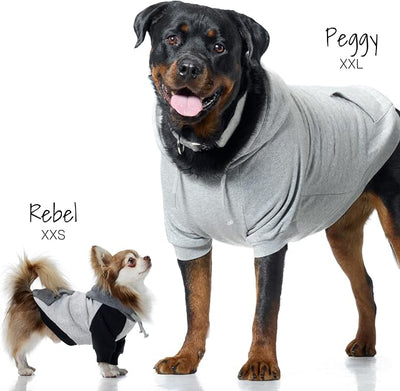 Pet Passion Rocky – The Original Lightweight Hooded Tee 100% Organic Cotton Dog Hoodie Pet Coat Sweater for All Sized Dogs, Original Black Color Block, XX-Small (4-7 lbs)