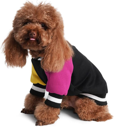 Cute Dog Sweater - Stretchy Dog Pullover Sweatshirt,Soft and Warm Winter Clothes for Boy & Girl Dogs,Suitable for Puppies & Adult Dogs (Black+Yellow+Purple, Small)