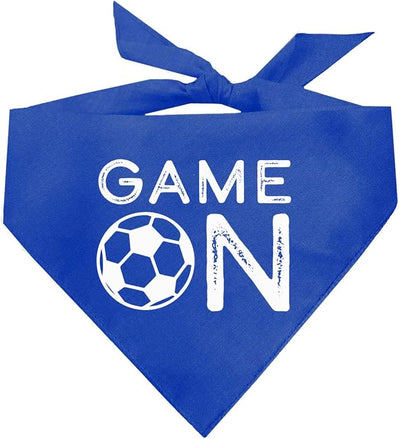 Game On Soccer Dog Bandana | 100% Cotton Adjustable Triangle | Made in USA | Soccer| Sports | Biggest Fan | Game Day | Royal, One Size (1073)