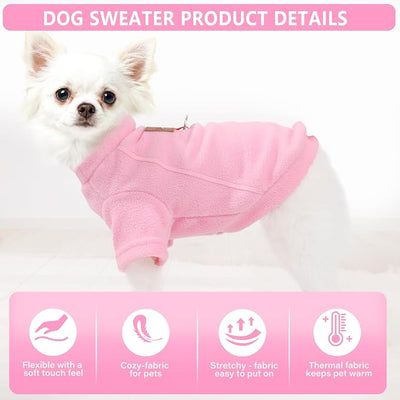 2 Pieces Dog Sweater Fleece Dog Winter Clothes for Small Dogs Girl Boy Turtleneck Puppy Sweatshirt Pet Clothing Pullover Sweaters Cat Apparel,XXS, (Beige+Light Pink)