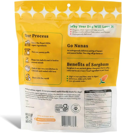 Lord Jameson Go Nanas | Light & Crunchy Love Puffs Collection | Organic Dog Treats, Peanut Butter and Banana Recipe, Gluten-Free, Preservative-Free, USDA Certified Organic. Made in USA