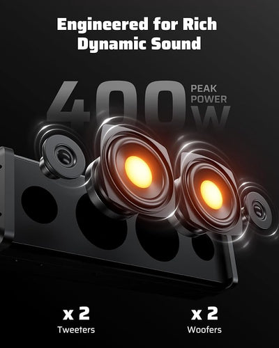 Ehaho 17 Inch UTV Sound Bar, IP66 Waterproof Bluetooth Golf Cart Sound Bar, ATV SoundBar with RGB Lighting, Amplified Powersports SXS SoundBar, UTV Speakers Compatible with Polaris RZR Can-Am