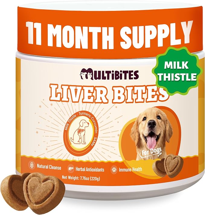 Liver Support for Dogs – Milk Thistle (with Natural Silymarin), Same, Turmeric (with Curcumin) for Liver Health, Antioxidant, Immune & Digestive Support & Gut Health - 330 Chews