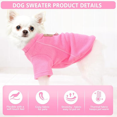 2 Pieces Dog Sweaters with Leash Ring Fleece Dog Winter Clothes for Small Medium Dogs Girl Boy Turtleneck Pet Sweatshirt Puppy Pullover Sweaters Cat Apparel Clothing,XL, Pink and Purple