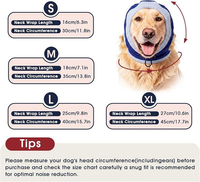 IECOii Dog Ear Cover Muffs for Dogs,Soft Calming Hood that Helps Dogs Feel More Comfortable During Fireworks,Thunderstorms, Grooming & Travel,Adjustable Dog Ear Wrap(Blue,L)