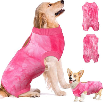 SlowTon Dog Recovery Suit - Surgery Recovery Suit for Female Male Dogs, Dog Onesie After Spay Abdominal Wounds, E-Collar Cone Alternative Prevent Licking Pet Surgical Suit (Pink,L)