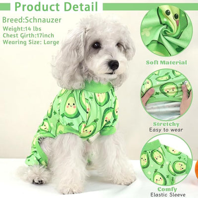 XPUDAC 4 Pack Dog Pajamas for Small Dogs Girl Boy Soft Stretchy Pjs Summer Puppy Clothes for Doggie Pet Outfits, 2X-Large