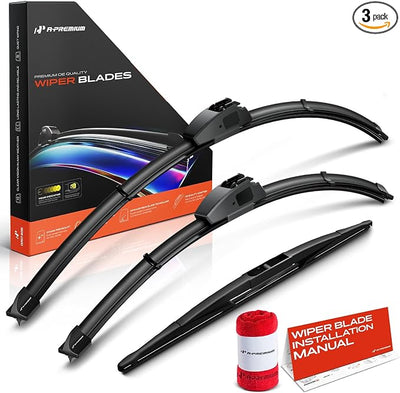 A-Premium 26"/20"/16" Windshield Wiper Blades Compatible with Acura MDX 2022-2024 - Front Rear Wipers Blade Set for Hook/RL3 Arm Connector, with Wear Indicator & Towel (Pack of 3)