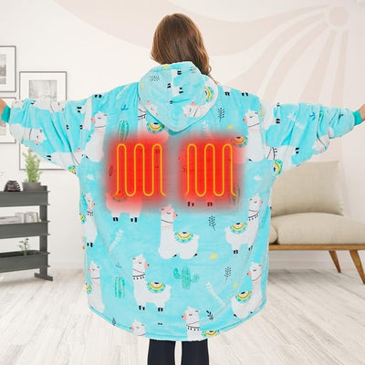 Venustas Heated Blanket Hoodie with Battery Pack, Unisex Oversized Sherpa Wearable Sweatshirt for Women & Men