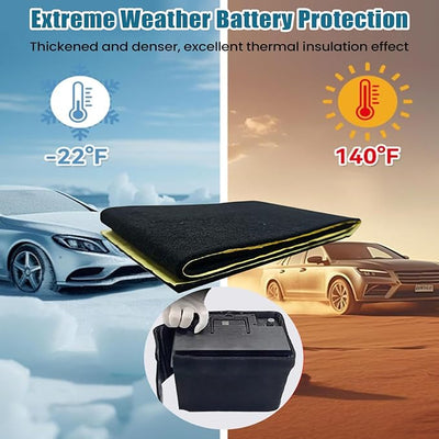 Battery Insulation for Cars Adhesive Vehicle Supplies | Car Battery Fireproof Blanket for Drivers Trucks SUVs RVs Sedans Fleet Managers Garage Overnight Parking Daily Commute Road