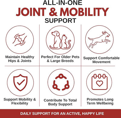 Wholistic Pet Organics - Hip and Joint Supplement for Dogs & Cats - Cat and Dog Joint Supplement - Green Lipped Mussels, Chondroitin, Glucosamine for Dogs & Cat Mobility Support - 2 Lb - 90 Scoops