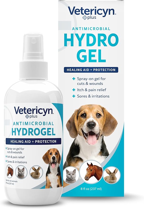 Plus Dog Wound Care Hydrogel Spray | Healing Aid and Wound Protectant, Sprayable Gel to Relieve Dog Itchy Skin, Safe for All Animals. 8 Ounces
