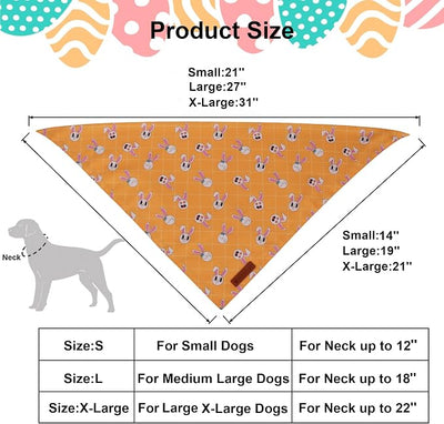ADOGGYGO Easter Dog Bandanas, Bunny Egg Print Puppy Scarf, Premium Fabric, Adjustable Fit Happy Easter Bandanas for Extra Large Dogs (X-Large)