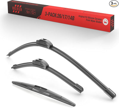 3 Wiper Blades 26"/17"/14" Silicone Windshield Wiper Blades Replacement for Subaru Forester 2018-2012 Outback 2019 2018 2017 2015+More Cars(Set of 3) Original Factory Quality, U/J Hook