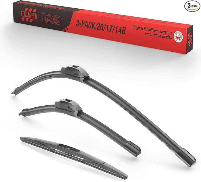 3 Wiper Blades 26"/17"/14" Silicone Windshield Wiper Blades Replacement for Subaru Forester 2018-2012 Outback 2019 2018 2017 2015+More Cars(Set of 3) Original Factory Quality, U/J Hook
