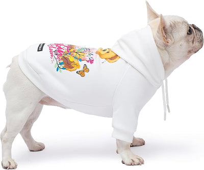 Blooming Teddy Dog Hoodie Dog Clothes Extra Warm Fleece Lining Stretchy Fit for Small Dogs ((White, Small))