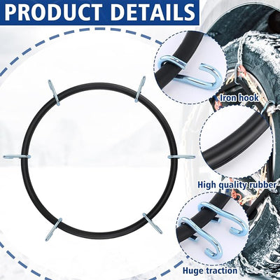 BBTO 4 Pcs Light Truck Traction Chain Rubber Tightener Grip Light Truck/SUV Tire Tensioner Adjuster Tire Chain Tensioner for Wheels/Rims Sized from 16 up to 19.5 Inches in Diameter