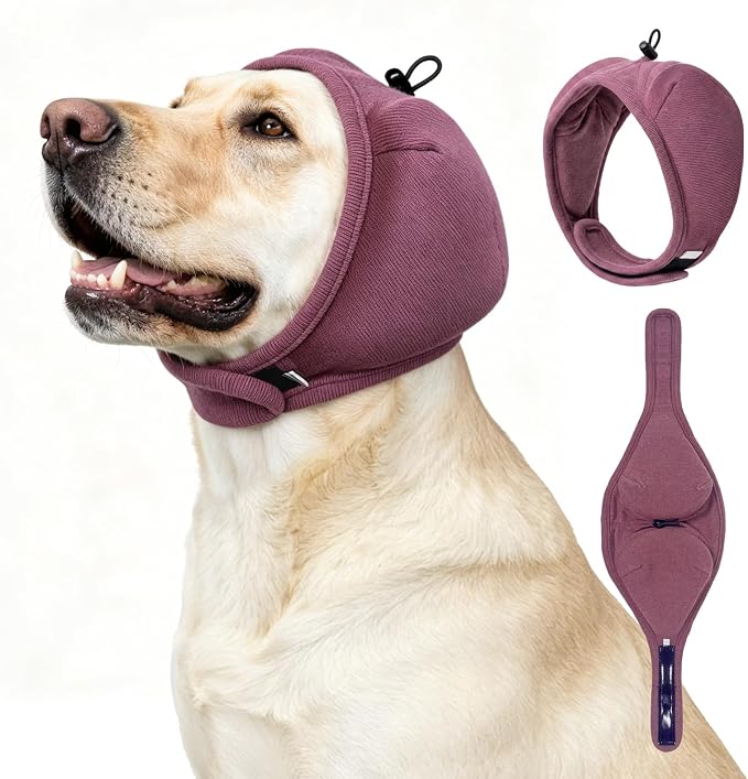 Dog Ear Muffs No Shake Anxiety Relief for Thunder Fireworks | Noise Protection For Fireworks Thunder, No Flap Ear Wrap With Adjustable Secure Fit, Soft Velvet For Four Seasons