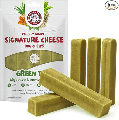 Majestic Pet Himalayan All-Natural Cheese Dog Chews - Long Lasting Dental Chew for Dogs - Healthy Pet Treats with Beneficial Ingredients (Digestive & Immune Support, Regular, 5 Pack)