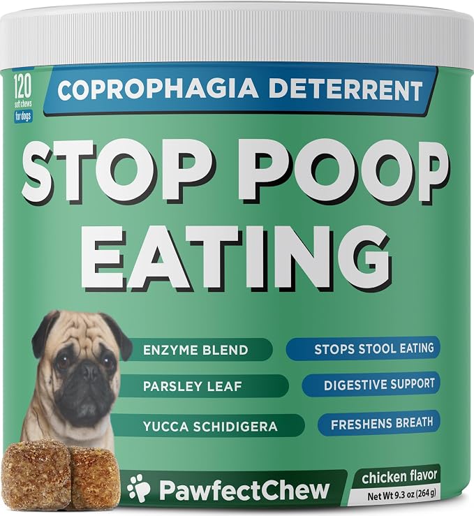 Stool Eating Deterrent for Dogs – No Poo Soft Chews with Probiotics & Digestive Enzymes – Supports Breath & Digestion – Made in USA – 120 Count