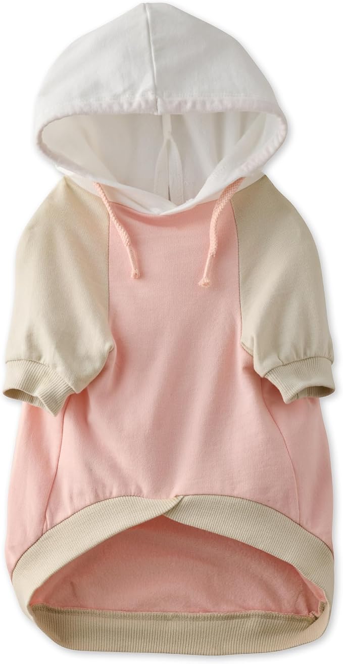 Pet Passion Rocky – The Original Lightweight Hooded Tee 100% Organic Cotton Dog Hoodie Pet Coat Sweater for All Sized Dogs, Original Pink Colorblock, Large (40-60 lbs)