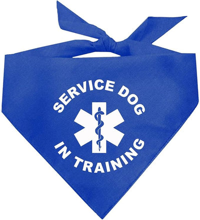 Service Dog in Training Dog Bandana | 100% Cotton Adjustable Triangle | Made in USA | Service | Support | Training | Working Assistance | Royal One Size (289)