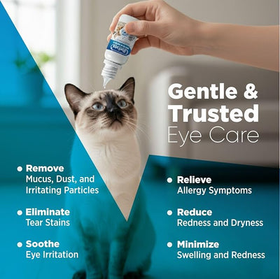 Dog Eye Drops - Cat Eye Drops - Vet Recommended Pet Eye Drops to Clean and Soothe Eye Infections, Allergies, Dry & Pink Eyes, Tear Stain Remover for Dogs, Cats, Horses & Birds (30 ml)