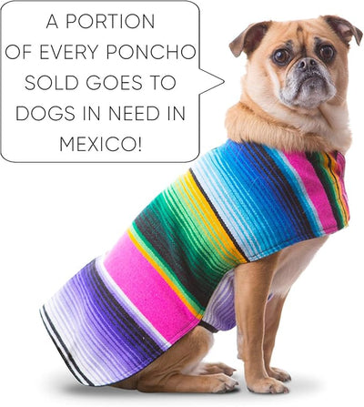 Dog Clothes - Handmade Dog Poncho from Authentic Mexican Blanket (Pink, X-Small)
